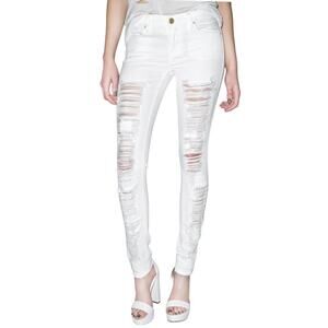 Dolls Kill Blank‎ NYC White Spray Distressed Skinny Jeans 26